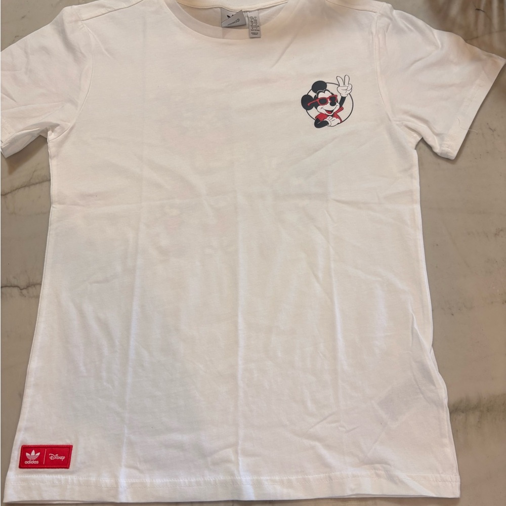 Adidas x Disney Kids White Tee with Mickey Graphic